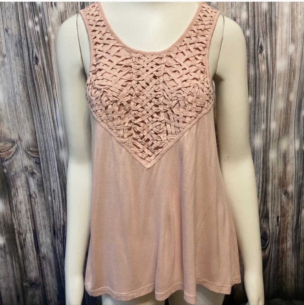 O'Neill Pink Peach Embellished Asymmetrical Tank Top